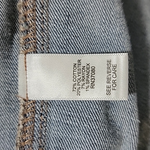 Versona Distressed Tunic Length Denim Jean Jacket - Picture 6 of 7